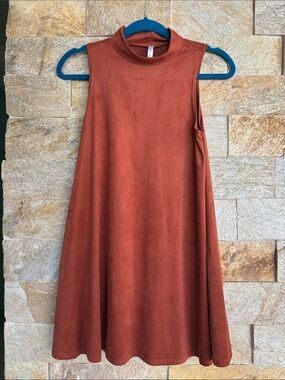 Sleeveless Mock Neck Mini Dress in Rust